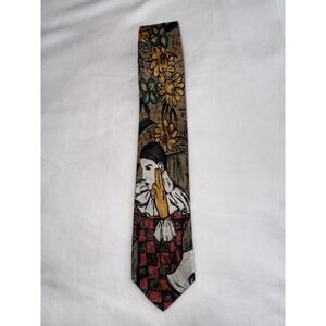 Vintage Silk Necktie Picasso Collection HARLEQUIN Leaning On Elbow Spadem